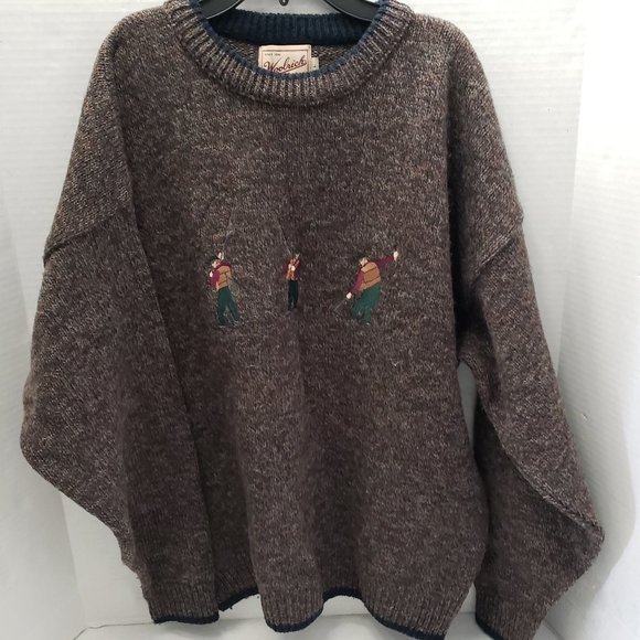 Vintage Woolrich Men Wool Sweater Pullover Rugged Embroidered Fishermen Y2K L - Picture 1 of 13